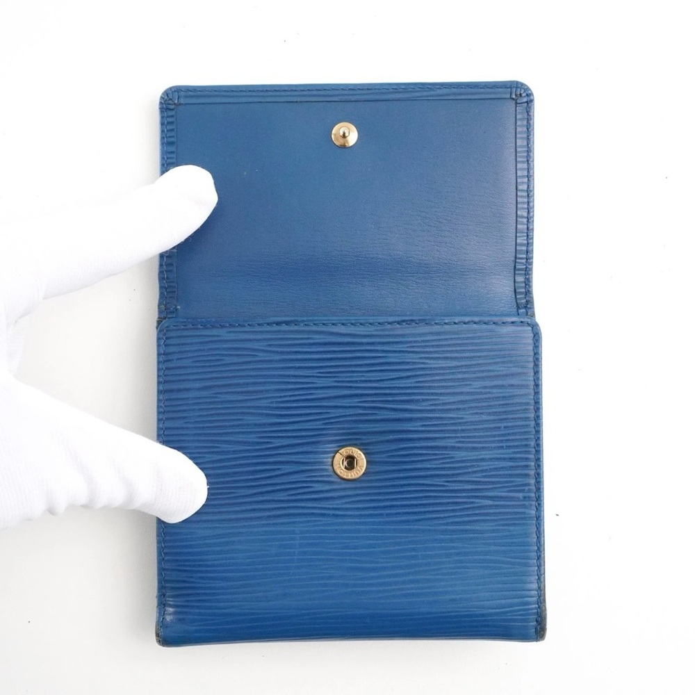 Authentic Louis Vuitton Logo Monogram Blue Epi Leather Envelop Sarah Wallet - Picture 4 of 12